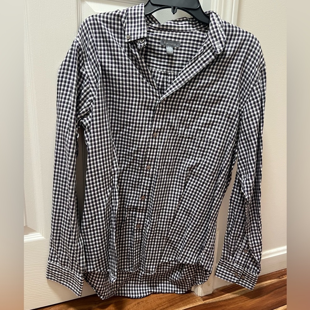 Van Heusen Black and White Plaid Shirt